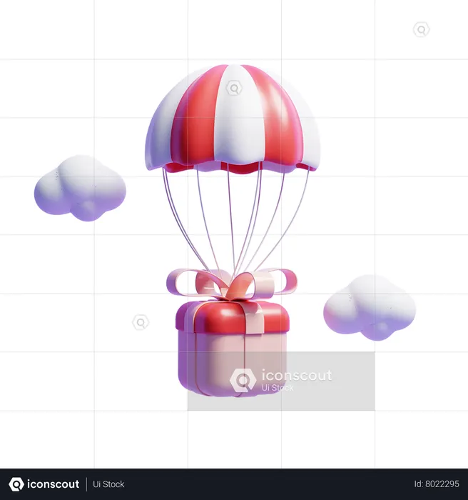 Gift Box With Air Balloon  3D Icon