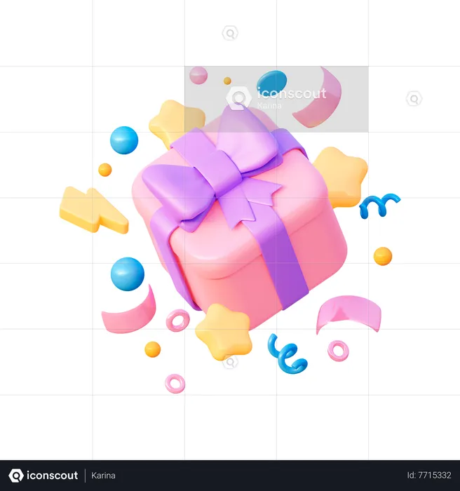 Gift Box With Confetti  3D Icon