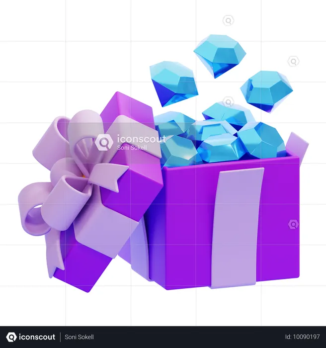 Gift Box with Diamond  3D Icon