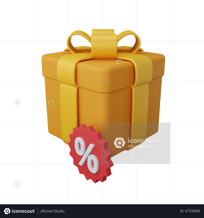 Gift box with discount  3D Illustration
