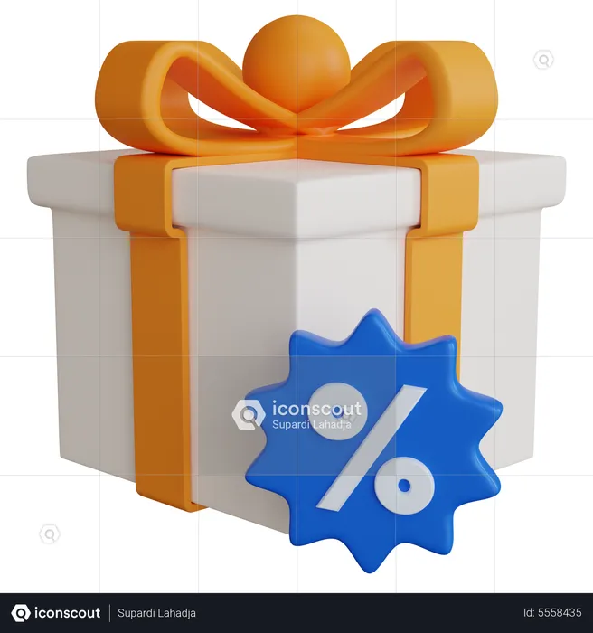 Gift Box With Percent  3D Icon
