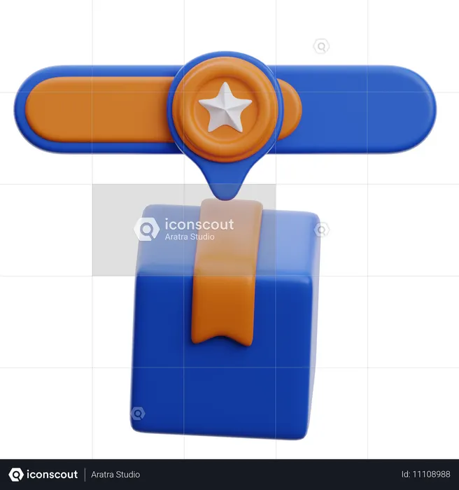 Gift Box With Rating Star Ribbon  3D Icon