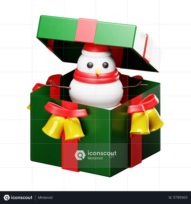 Gift Box With Snowman  3D Icon