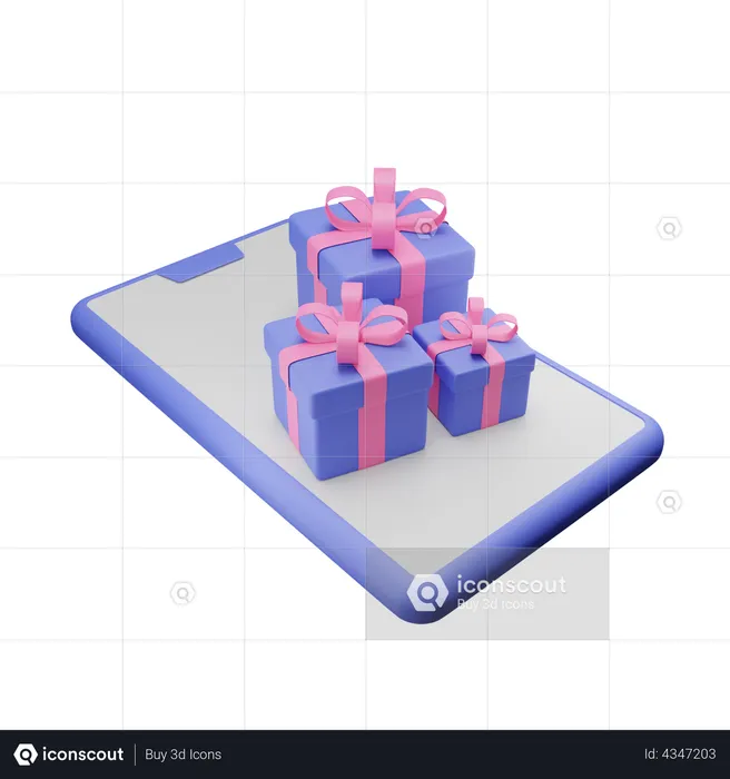 Gift Boxes On Mobile Phone  3D Illustration