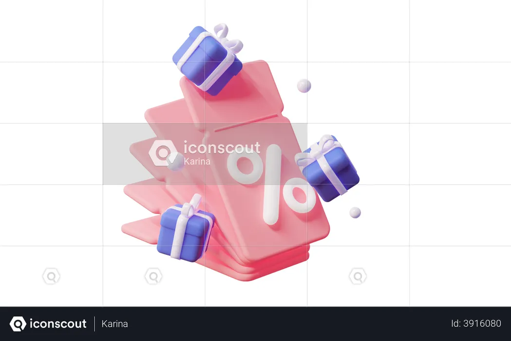 Gift Coupons For Sale  3D Illustration