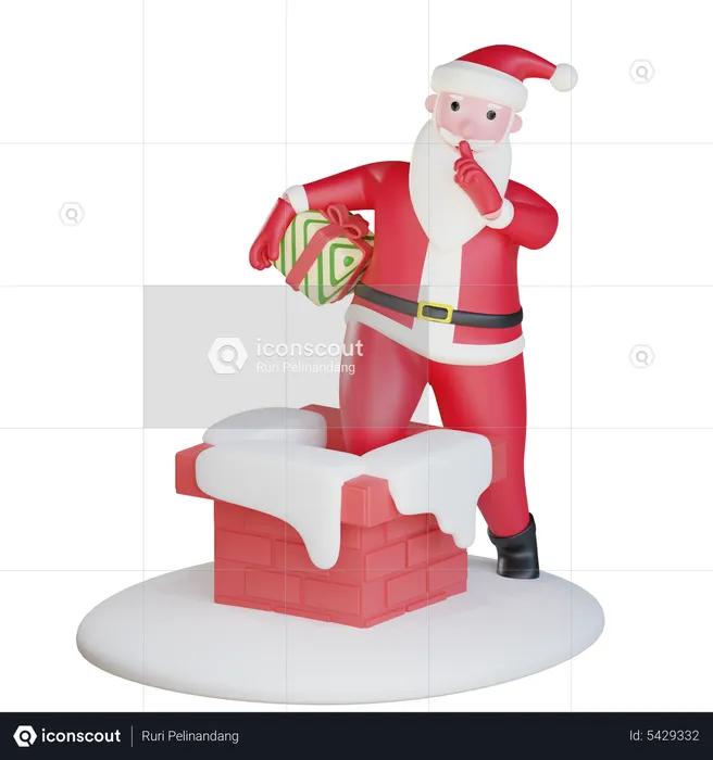 Gift Distribution By Santa  3D Illustration