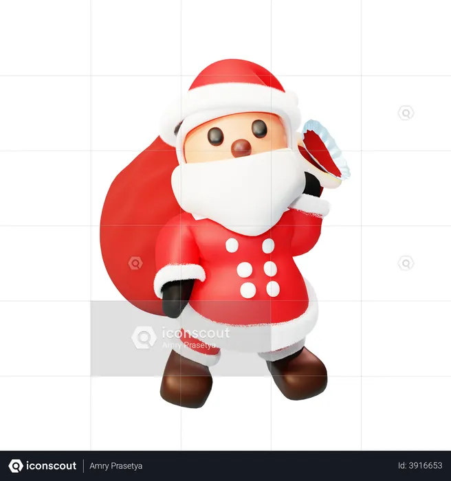 Gift distribution by Santa Claus  3D Illustration
