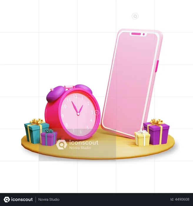 Gift with mobile  3D Illustration