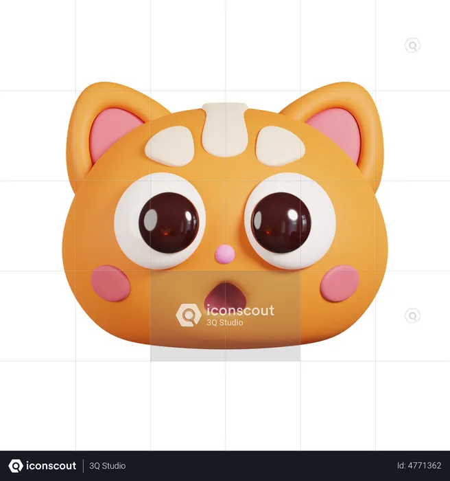 Ginger Cat Face Emoji 3D Illustration