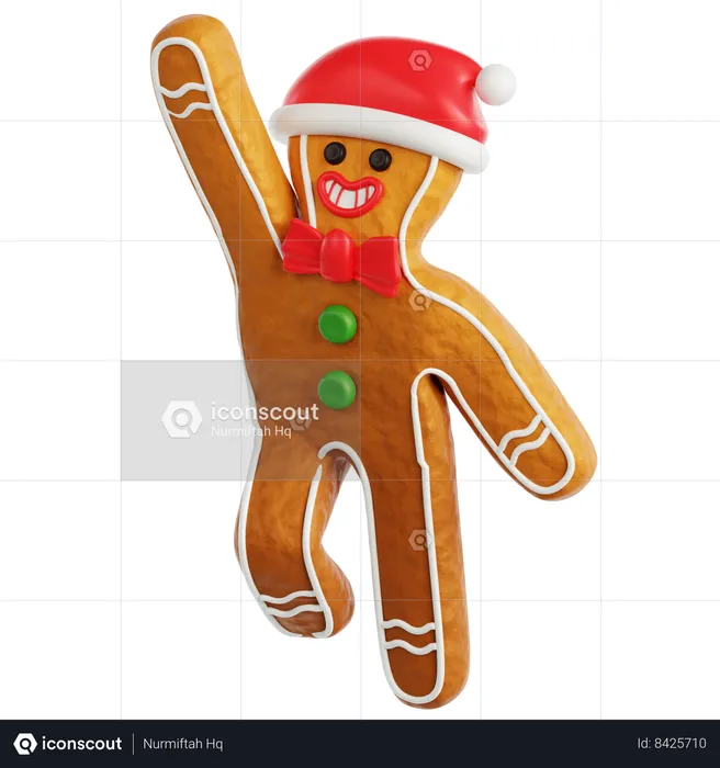 Gingerbread Man Flying  3D Icon