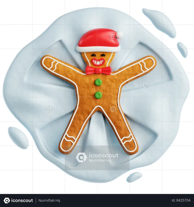 Gingerbread Man Play with Snow  3D Icon