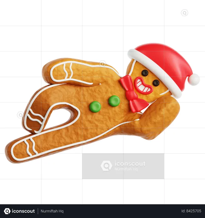 Gingerbread Man Relax Sleeping  3D Icon