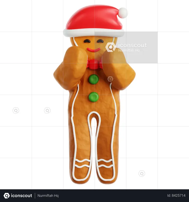Gingerbread Man Shy  3D Icon