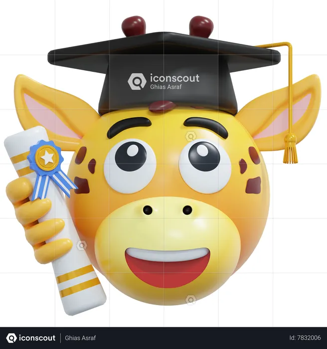 Diploma de formatura de girafa Emoji 3D Icon