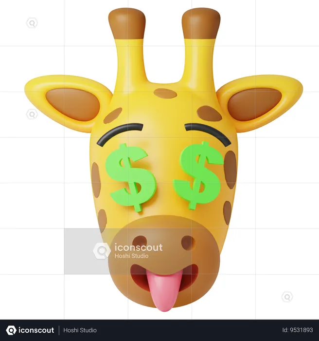 Girafa de olhos de dinheiro Emoji 3D Icon
