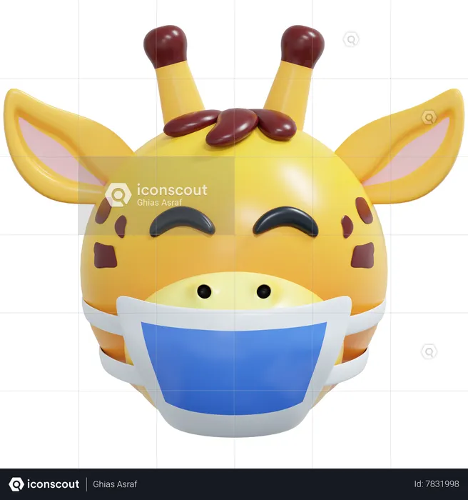 Girafa usando máscara médica Emoji 3D Icon