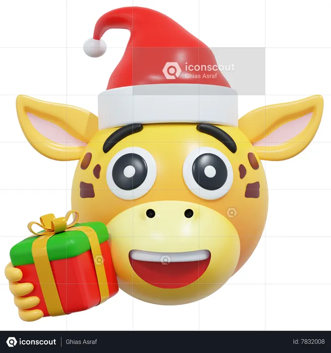 Giraffe Celebrating Christmas Emoji 3D Icon