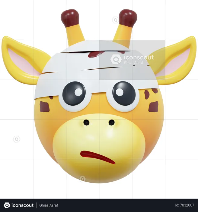 Giraffe Face With Head Bandage Emoji 3D Icon