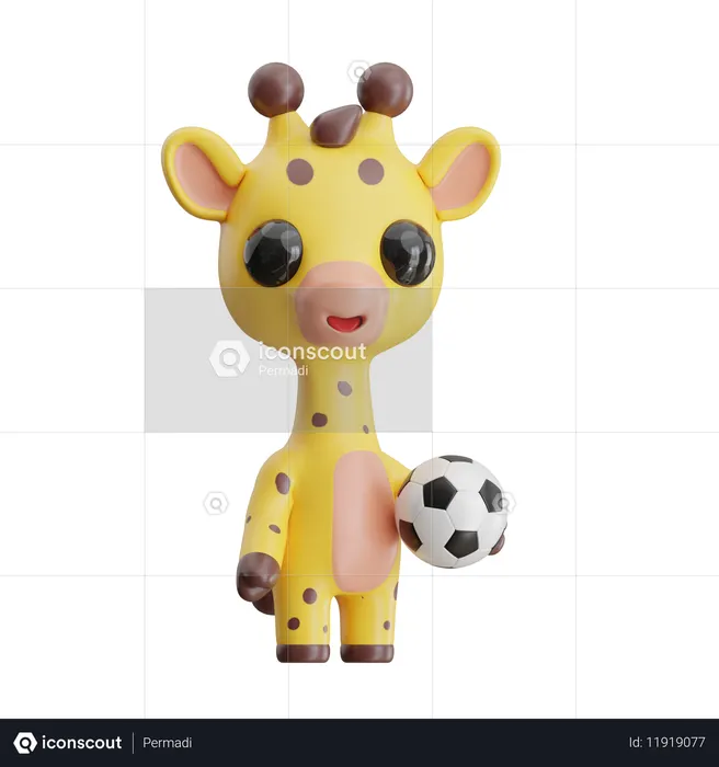 Giraffe hält Ball  3D Icon