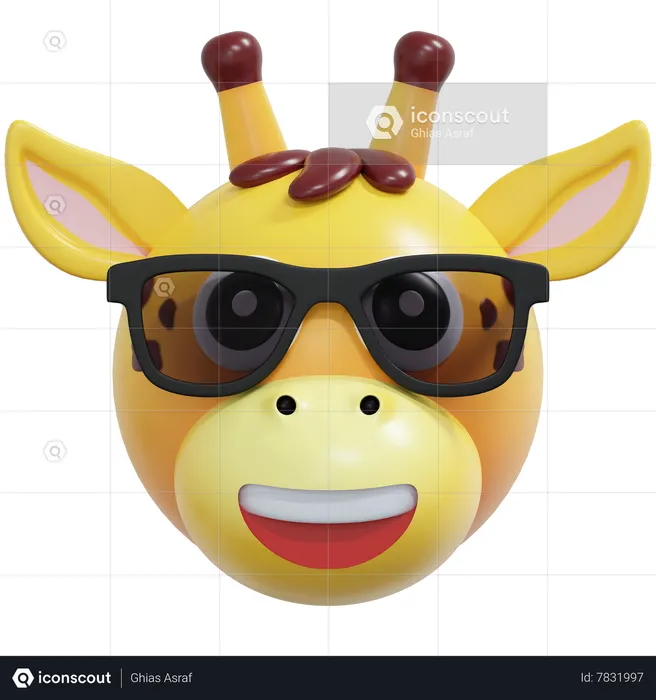 Giraffe Wearing Black Glasses Emoji 3D Icon