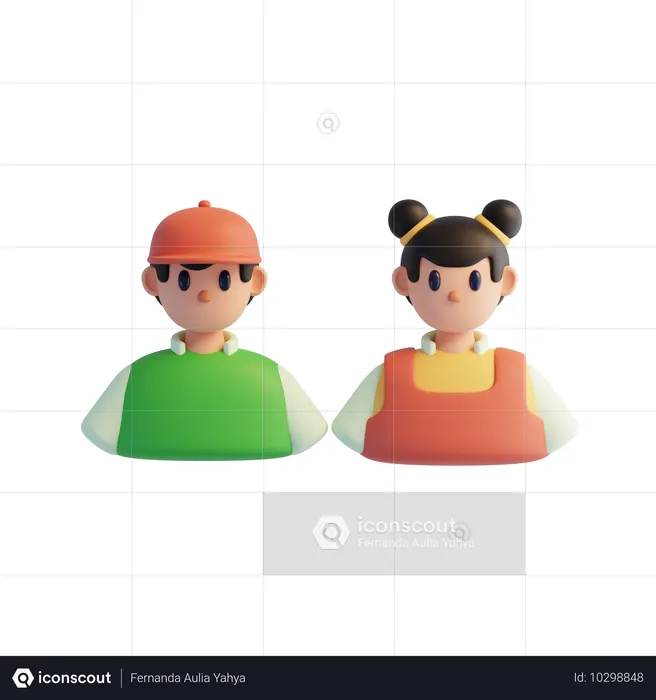 소녀와 소년  3D Icon
