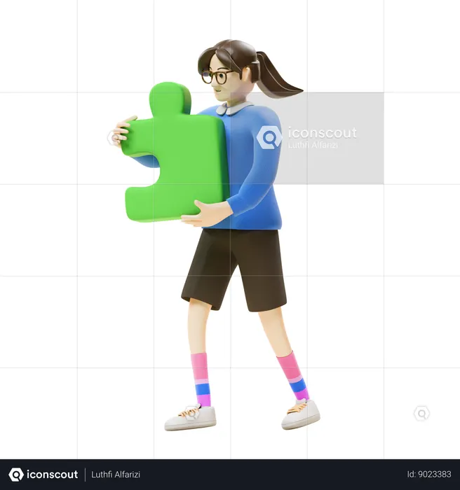 Girl Bring Puzzle  3D Icon