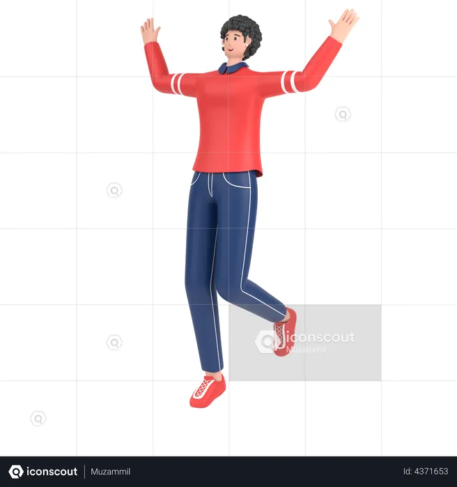 Girl celebrates success with dance  3D Illustration