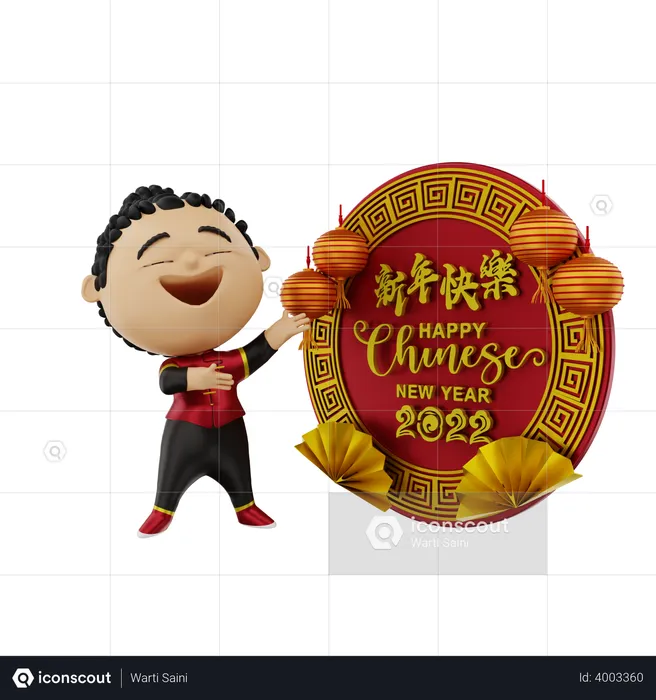 Girl celebrating Chinese new year  3D Illustration
