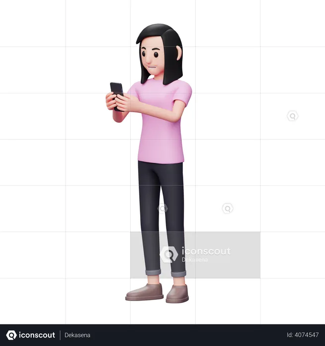 Girl chatting on mobile  3D Illustration