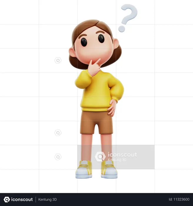 Girl Confused  3D Icon