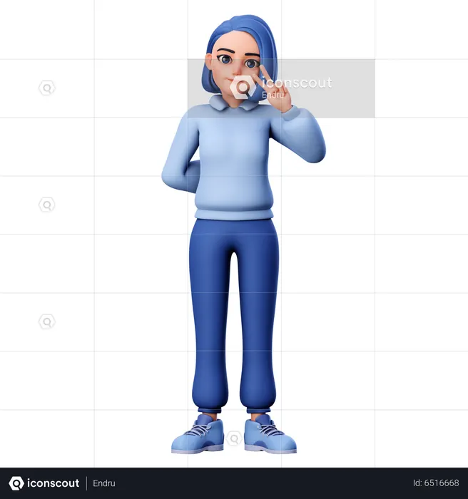 Girl do peace sign  3D Icon