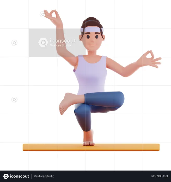 Girl Doing Meditation  3D Illustration