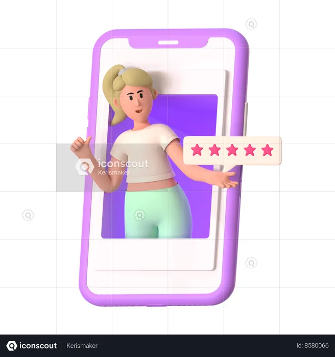 Girl Doing Online Rating  3D Illustration