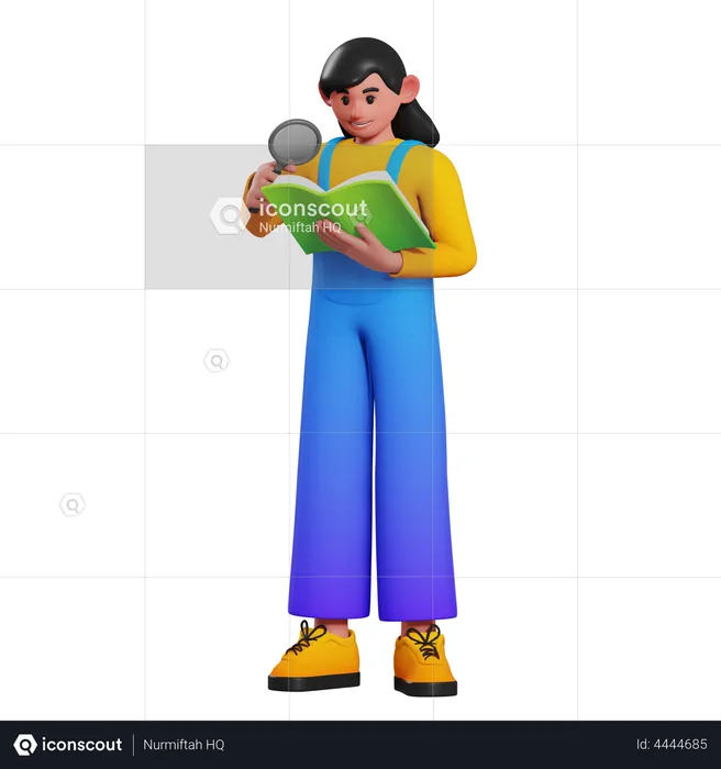 Girl doing research  3D Illustration