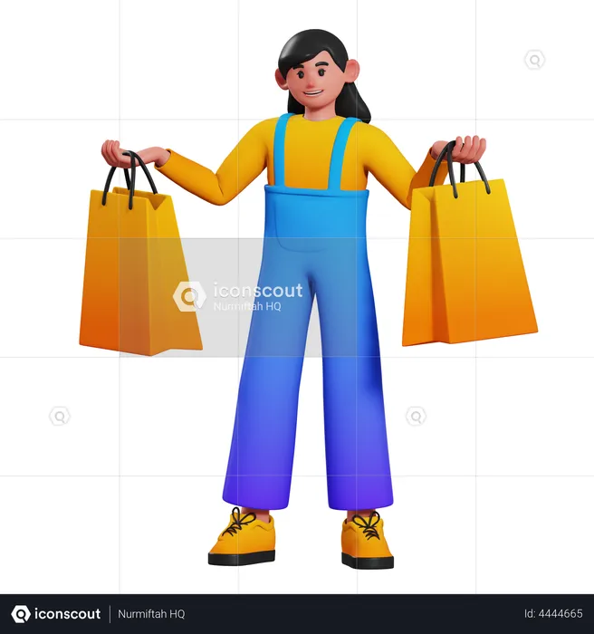 Girl doing shopping  3D Illustration