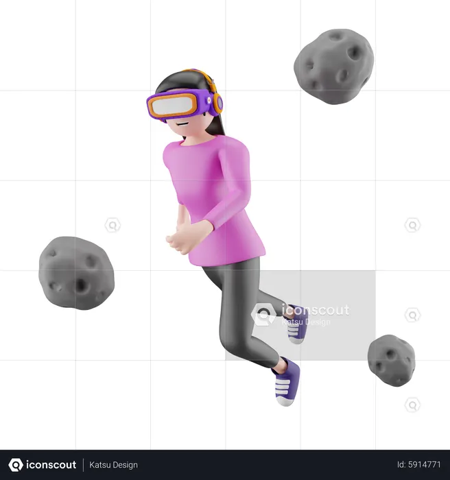 Girl enjoying modern technology  3D Illustration