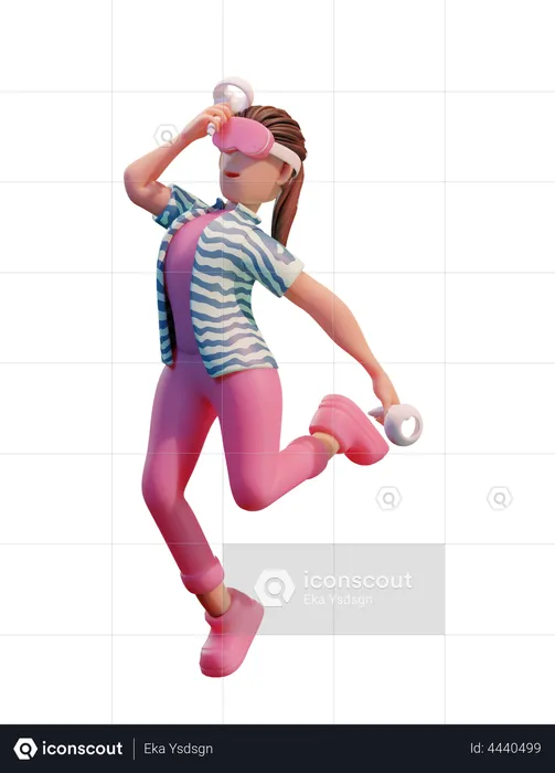 Girl enjoying Virtual Reality  3D Illustration