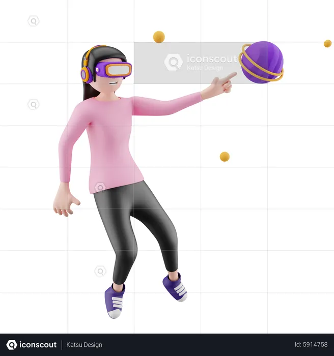 Girl enjoying virtual technology  3D Illustration