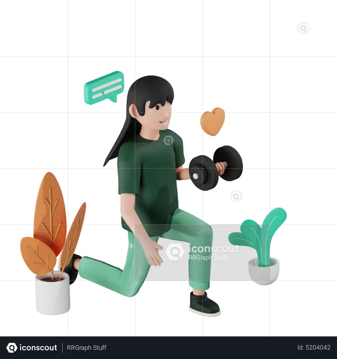 Girl exercising with dumbells  3D Illustration