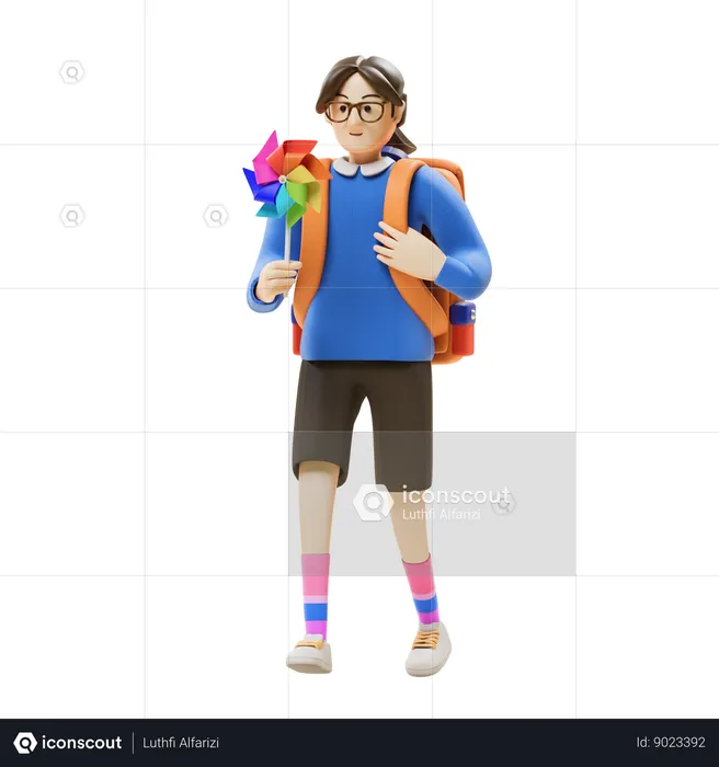 Girl Explore Travel  3D Icon