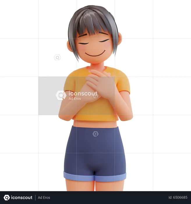 Girl feeling happy  3D Illustration