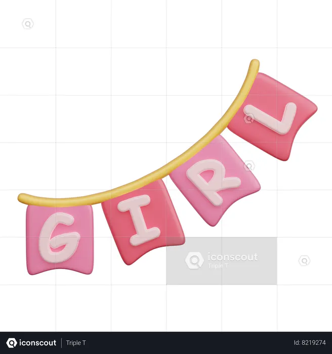 Girl Flag  3D Icon