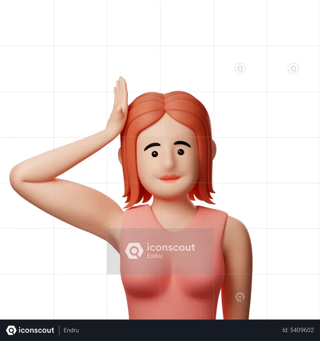 Girl getting confused  3D Illustration