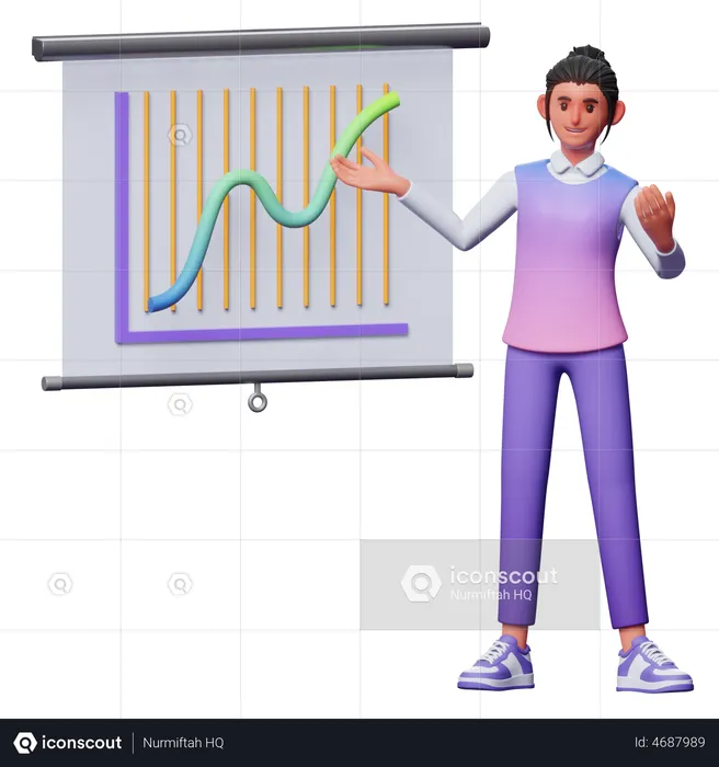 Girl Giving Business Presentation  3D Illustration