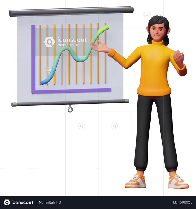 Girl Giving Business Presentation  3D Illustration