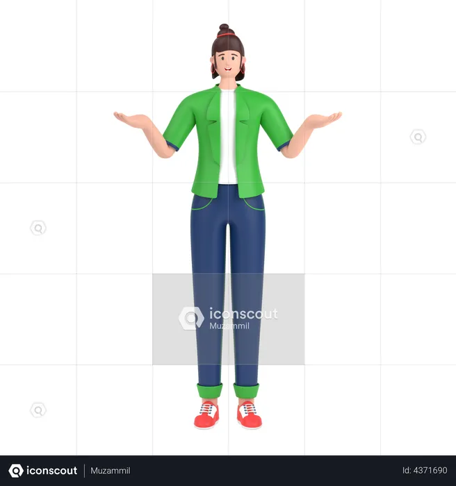 Girl Giving Confuse Pose  3D Illustration