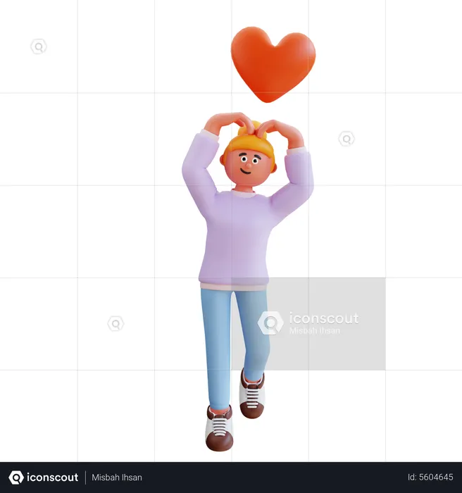 Girl Giving Love Pose  3D Illustration