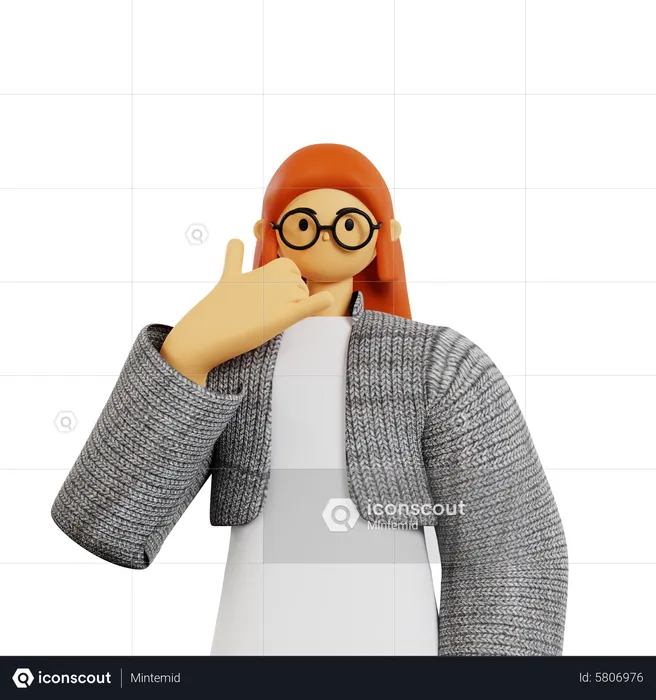 Girl giving picking up the phone pose  3D Illustration