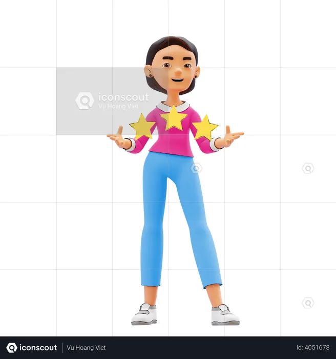 Girl giving product review  3D Illustration