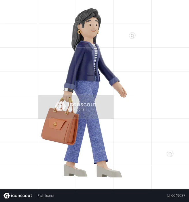 Girl Going To Office  3D Illustration